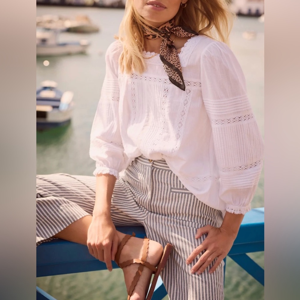 Square-Neck White Top: Boho, Lace Tunic ☀️🌱 Wyse Diandra 🤍◻️